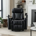 thumbnail image 6 of 270° Power Swivel Recliner, Home Theater Seating with Hidden Arm Storage, LED Light Strip, Cup Holder, 360° Swivel Tray Table & Cell Phone Holder, Soft Living Room Chair (Black), 6 of 9