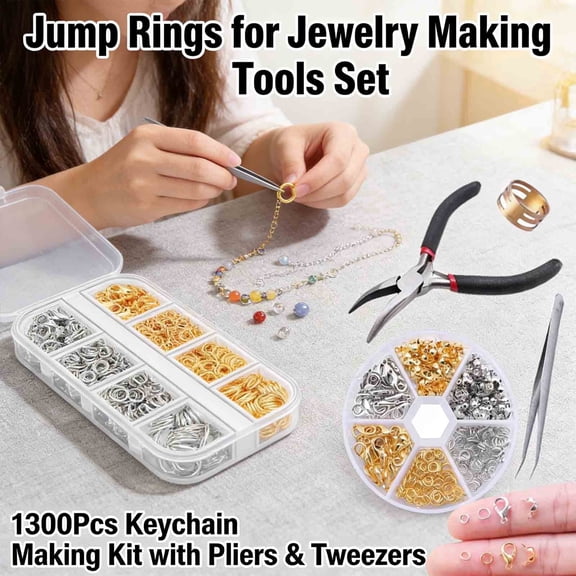 MKDAQIQIU Jump Rings for Jewelry Making Tools Set，Keychain Making Kit