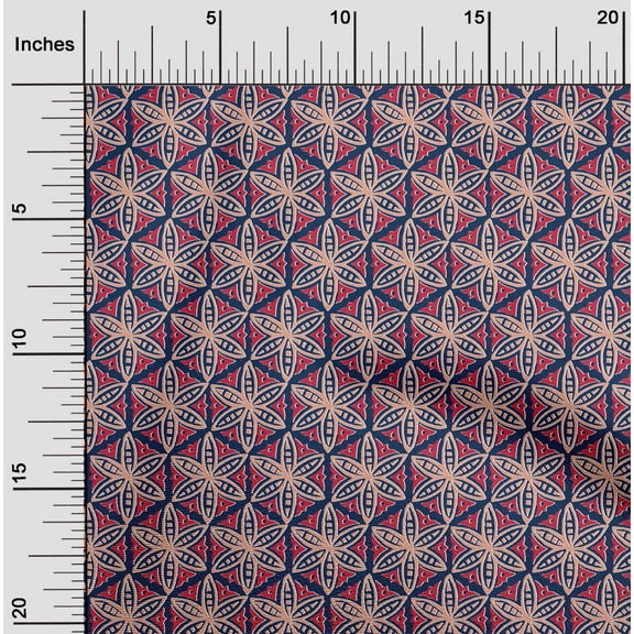 oneOone Organic Cotton Poplin Twill Fabric Floral Block Printed Craft Fabric BTY 42 Inch Wide