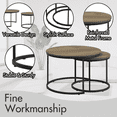 thumbnail image 3 of Round Nesting Table with Metal Frame,Coffee Table with Space-Saving,Side Tables for Living Room,Bedroom,Balcony,Yard,Brown, 3 of 9