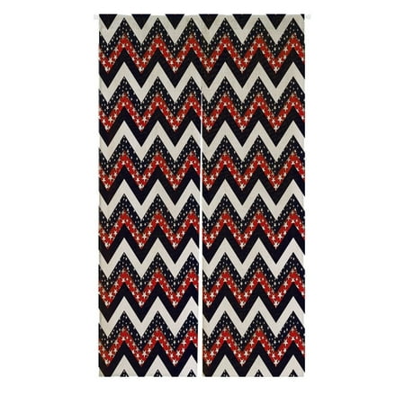 Gckg Dark Blue Red And White Star Chevron Doorway Curtain Japanese