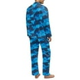 thumbnail image 2 of SCRAWLGOD Dinosaur Print Blue Mens Polyester Cozy Pajama Set, Lightweight Button-Down Long Sleeve Pajama Set for Men with Pockets, Men's Sleepwear, Casual Loungewear, M, 2 of 6