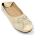 thumbnail image 4 of Victoria K Women's Foldover Sueded Faux Fur Gold Bow Ballerina Flats, 4 of 7