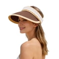 thumbnail image 3 of Womens Hats Women Foldable Bow Wide Brim Straw Sun Hat Beach Vacation Coffee One Size, 3 of 5