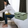 thumbnail image 1 of Storage Storage With Double Lids Foldable Linen Fabric Storage Boxes With Lids Collapsible Closet Organizer Containers With Cover For Home Bedroom Roll Life Story Storage under Bed Organizer Moving, 1 of 2
