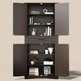 thumbnail image 5 of Aiho 71" Kitchen PantryStorage Cabinet with 4 Doors and 4 Adjustable Shelves, Dark Brown, 5 of 7