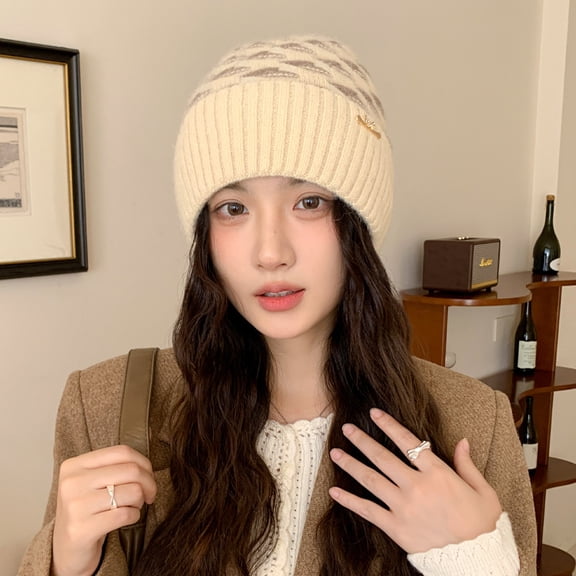 Womens Winter Ribbed Beanie Crossed Cap Chunky Cable Knit Pompom Soft Warm Hat