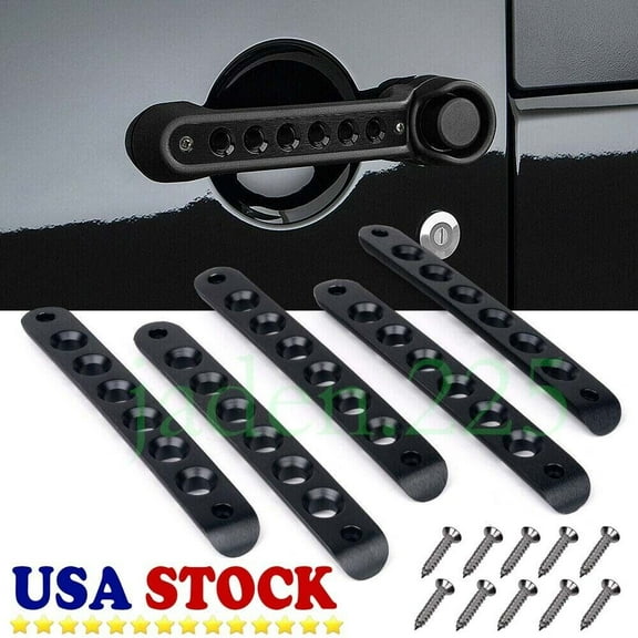 5x Black Aluminum Door Grab Handle Inserts Cover Trim for 07-18 Jeep Wrangler JK