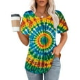 thumbnail image 2 of Womens Tie-Dye T Shirts Summer Fashion Tunic Tops for Leggings Colorful Round Neck Short Sleeve Tee, 2 of 7