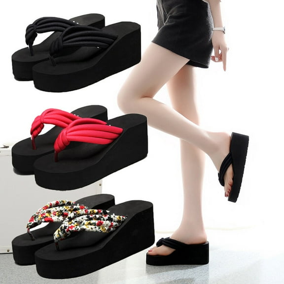 FOMIYES High Heel Platform Slippers for Party Use Comfortable EVA Sandals with Arch Support in Black Size 39