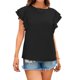 thumbnail image 4 of Pntutb Blusa de manga corta para mujer con cuello redondo, camisas casuales sólidas, blusa con volantes Pntutb Pntutb-1657, 4 of 9