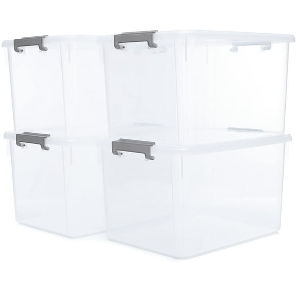 Contenedores de almacenamiento Citylife de 30 L apilables, transparentes, paquete de 4
