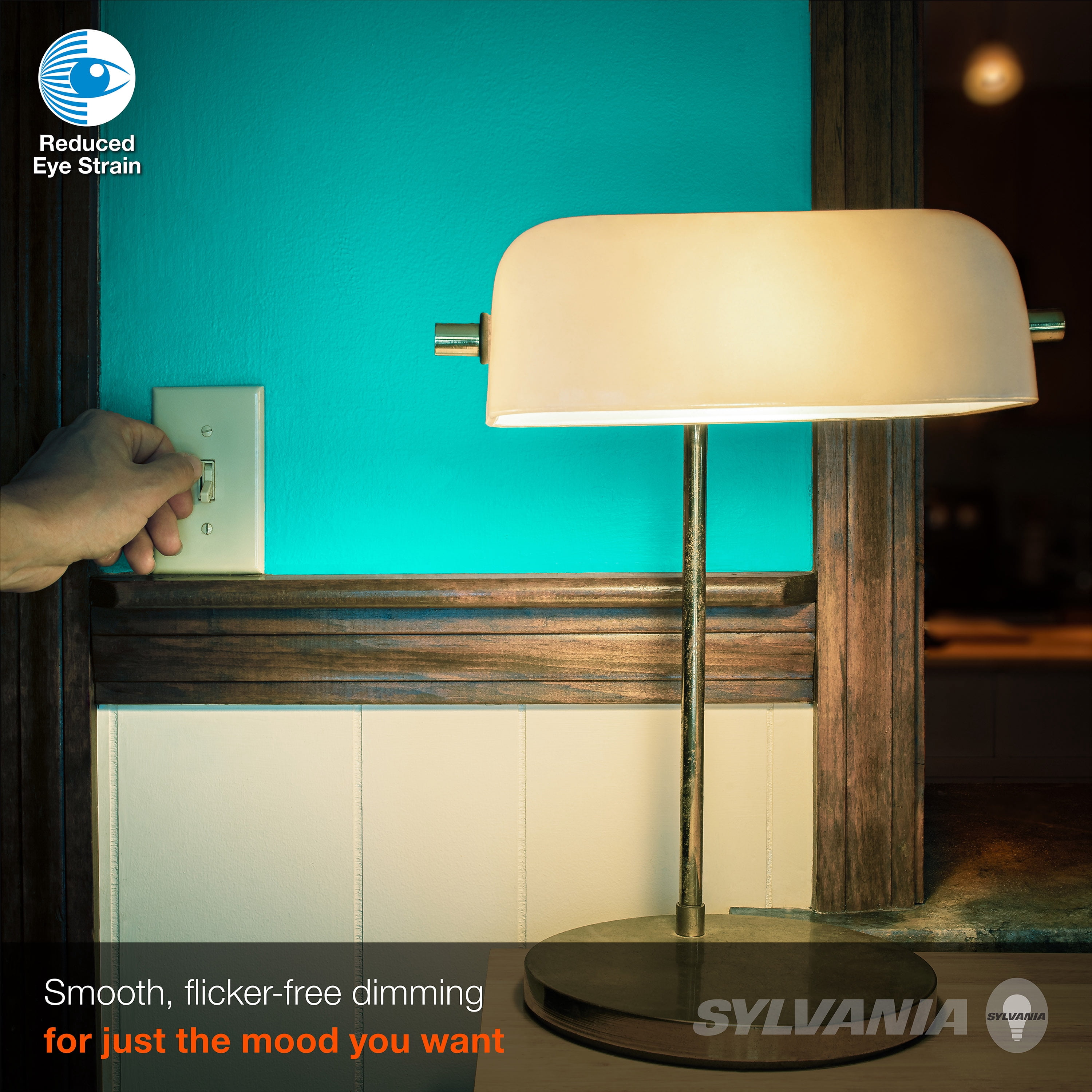 SYLVANIA LED Reduced Eye Strain Light Bulb, A19, 8W, Dimmable, Frosted 5000K, Daylight, 4 Pack