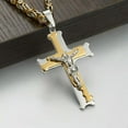 thumbnail image 5 of EOEMY Womens Mens Stainless Steel Crucifix Cross Pendant Necklace Byzantine Chain 22"-Default, 5 of 5