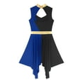 thumbnail image 5 of MSemis Women's Color Block Praise Dance Dress Liturgical Worship Tunic Irregular Hem Church Dancewear Black&Blue M, 5 of 5