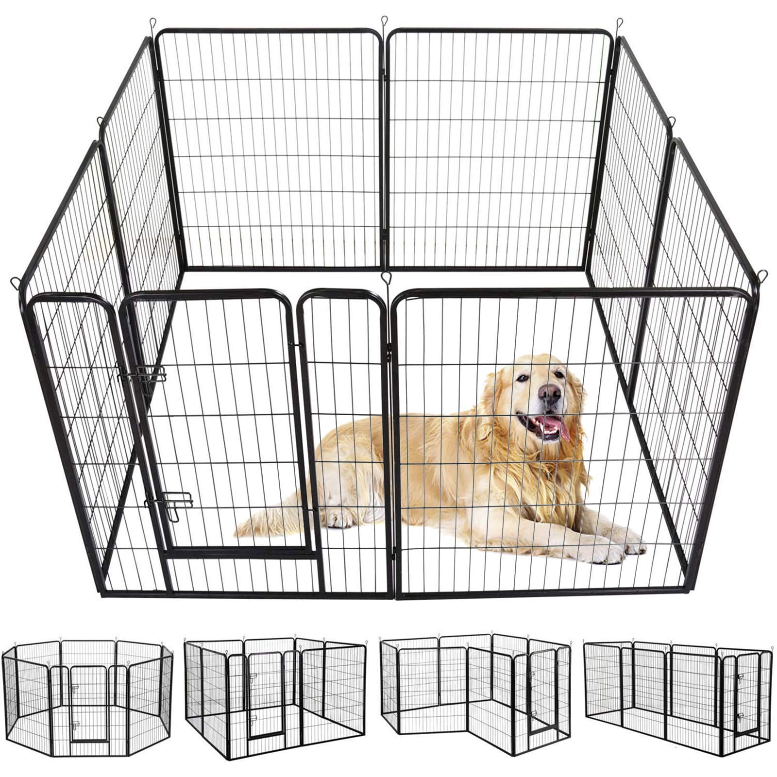 SUNCOO Dog Pen, 8/16 Panels 24/32/40 in Heavy Duty Folding Large Metal