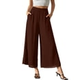 thumbnail image 2 of ClodeEU Women Elastic Waist Chiffon Cropped Pants,Summer Solid Casual Loose Pant ,Women's Plus XL, 2 of 5