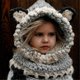 thumbnail image 2 of Animal fox hat ear protection warm cute childrens handmade knitted hat autumn and winter scarf, 2 of 5