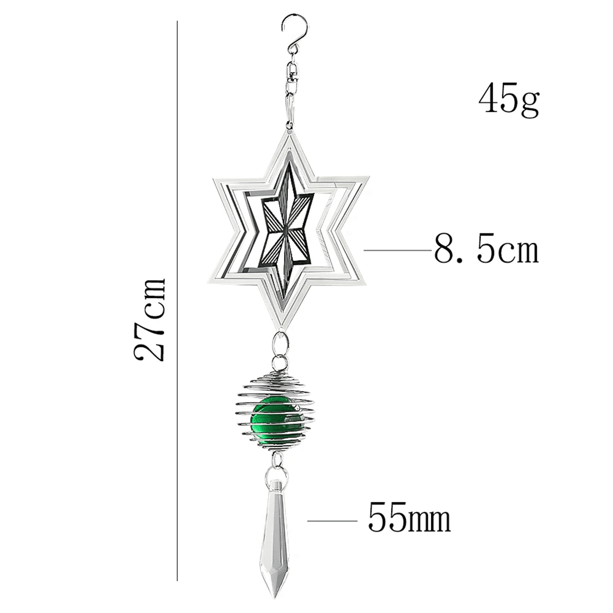 Hanging Snowflake Wind Spinner Sun Catcher 3D Spiral Tail