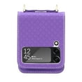 thumbnail image 2 of Dteck For Samsung Galaxy Z Flip4,Shockproof Artificial Leather Adjustable Shoulder Strap Case Cover,Purple, 2 of 7