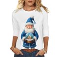 thumbnail image 2 of Mifsaly Christmas Shirts for Women 2025 3/4 Sleeve Crewneck Tunic T-Shirts Xmas Santa Graphic Loose Blouse Festival Party T-Shirt Holiday Fall Winter Outfits 2025, 2 of 6