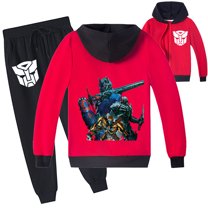 Boys Girls Transformers Graphic Zipper Hooded Jacket Sweatshirt with Hood Sweatpants 2 Pieces Outfit Sets