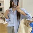 thumbnail image 5 of XISAOK Women's Buttons Down Shirt Collar Button Up Shirt Blouse Tunics Top, 5 of 21