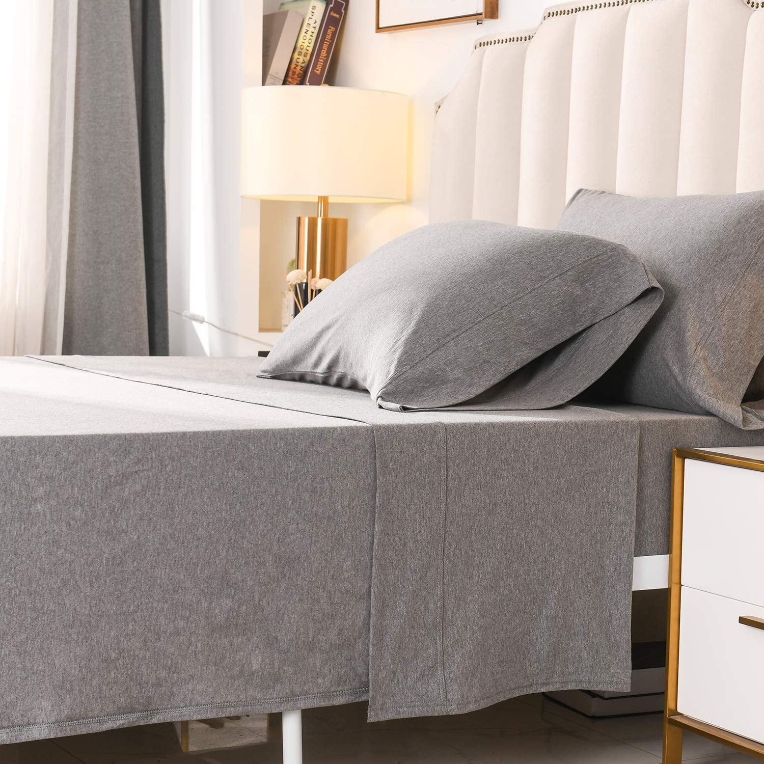 PURE ERA Jersey Knit 4pc Bed Sheet Set 100 TShirt Heather Cotton