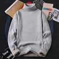 thumbnail image 4 of comerut Turtleneck Long Sleeves Fleece Lining Ribbed Trim Men Sweater Autumn Winter Solid Color Thickened Warm Sweater Jumper Daily Clothing, 4 of 8