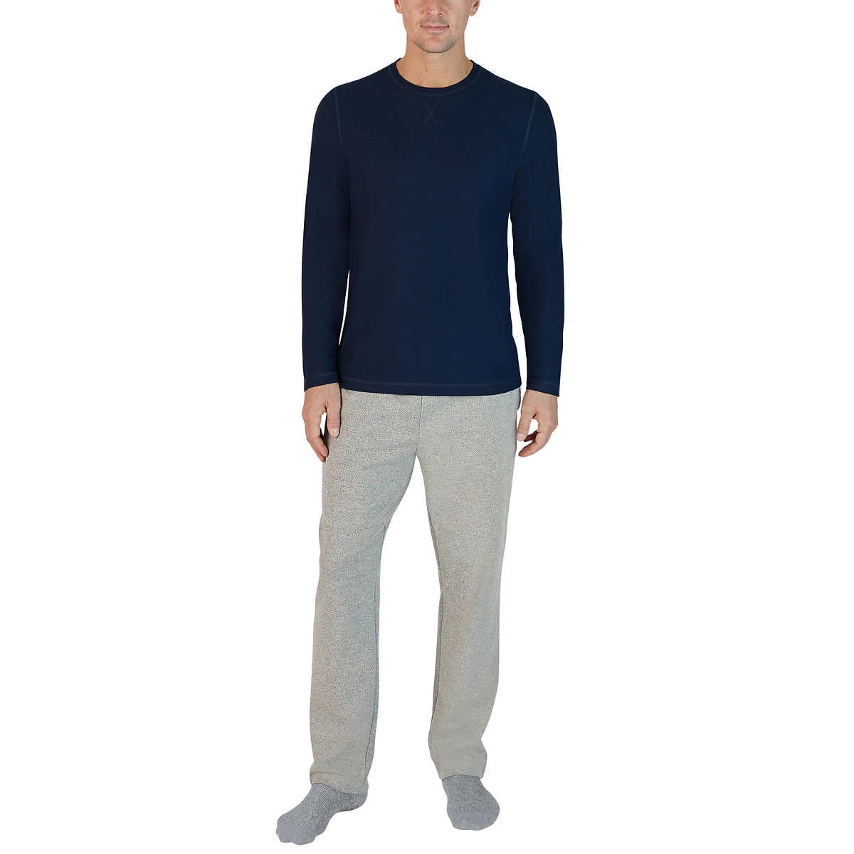 Eddie Bauer Men's 2-Pack XL Lounge Pajamas Set Gray Thermal Shirt Fleece Pants 