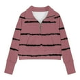 thumbnail image 4 of Kids Sweatshirts Girls Trendy Tops with Thumb Holes 1/2 Zip up Pullover Long Sleeve Shirt with Pocket Striped Pullover, 4 of 5