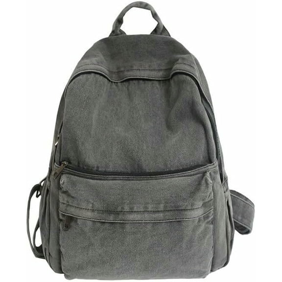 KALAKALA Lightweight Travel Denim Backpack Vintage Daypack Y2K Backpack Multipurpose Adjustable Shoulder Bags for Women Men (Grey)