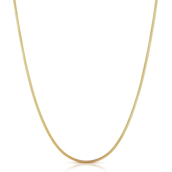 14K Yellow Gold 0.5mm Round Snake Pendant Chain, FREE Microfiber Cloth, Shiny Link Mens Womens Necklace, Giorgio Bergamo 16