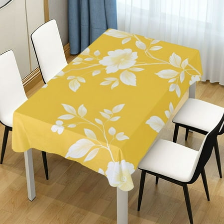 

ALAZA Yellow Leaves Flower Rectangle Tablecloth Tablecover Dinning Table Cloth 54 x54