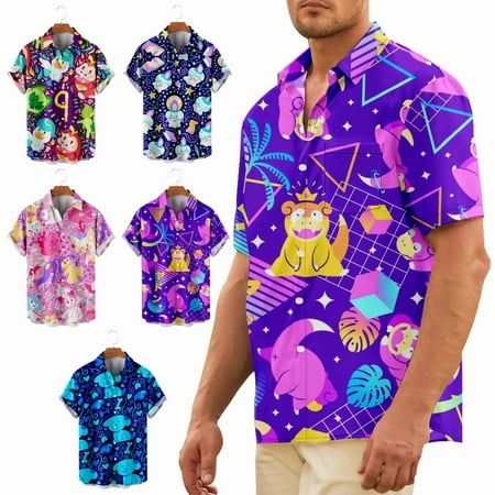 

Youth Button Up Tops Shirt with Pocket Retro Clothing Size 100-170/XXS-8XL