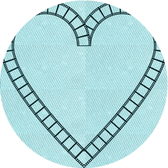 Ahgly Company Machine Washable Indoor Round Transitional Electric Blue Area Rugs, 3' Round