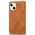 thumbnail image 3 of SaniMore for iPhone 14 Plus Case with Card Slot, Line Stitching Metal Button Zipper Wallet PU Leather Cover with Folio Flip Kickstand + Hand Strap Shockproof Protective Shell, Brown, 3 of 9