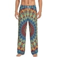thumbnail image 2 of Picia Round Mandala Mens Soft Woven Cotton Elastic Waistband Sleep Pajama Pant Lounge Sleep Pant With Pockets And Drawstring-Small, 2 of 9