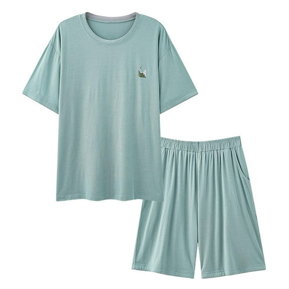 Men’s Modal-Cotton-Polyester Lounge Set – Soft 2-Piece Sleepwear with Crew Neck & Adjustable Waist (2025 Durable Loungewear)