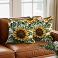 thumbnail image 3 of Spring Flower Throw Pillow Cover Sunflower Leaf Cotton Linen Cushion Cover Throw Pillow Case with Invisible Zipper for Couch Sofa Bed Chair Car 16x16 Inch, 3 of 9