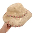 thumbnail image 5 of WEUVEB Khaki Straw Sun Hat with Foldable Wide Brim and Elegant Floral for Outdoor Sun, 5 of 8