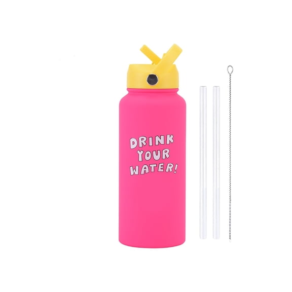 32oz Large Capacity Kids Insulated Water Bottle with Straw Lid Stainless Steel Kid Cup Travel Tumbler Double Wall Vacuum Leak Proof Portable Toddler Water Bottle