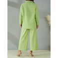thumbnail image 6 of Sedceaty Women Tops Pants Suit, Long Sleeve Buttons Spring Lapel Shirt+ Long Pants, 2pcs Suit, 6 of 9