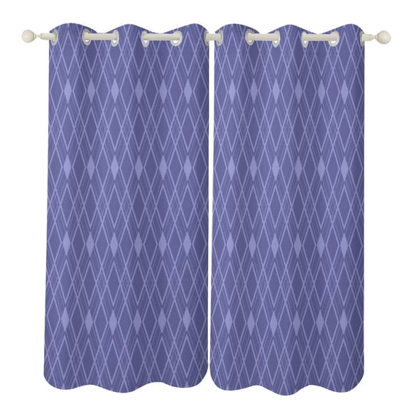Purple Diamond Grid Color Study Room Living Kitchen Bedroom For Blackout Curtain Printed 2 Panels