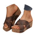 thumbnail image 3 of Women's Low Heel Wedge Sandals Wide Width Platform Open Toe Summer Buckle Strap, 3 of 9