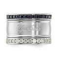 thumbnail image 4 of Stainless Steel MLB New York Yankees Blue & Clear Crystal Triple Ring Set QYAN035CR-SZ7, 4 of 5