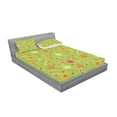 thumbnail image 2 of Ambesonne Floral Fitted Sheet & Pillow Sham Set, Bluebell Flowers, Queen, Green Pink, 2 of 2