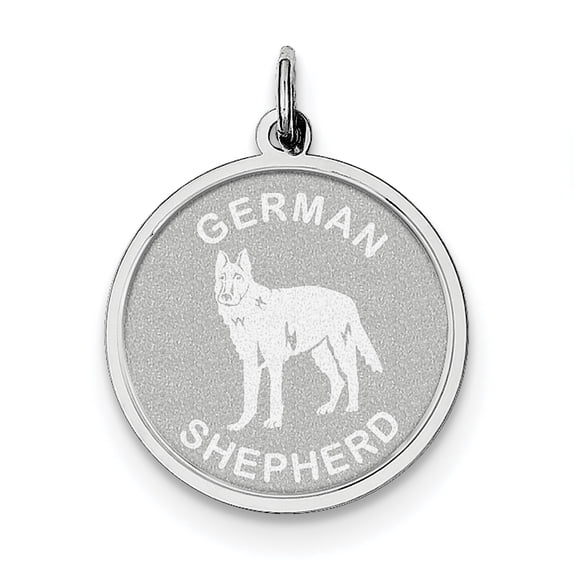 Beautiful Sterling Silver Rhodium-plated German Shepherd Disc Charm