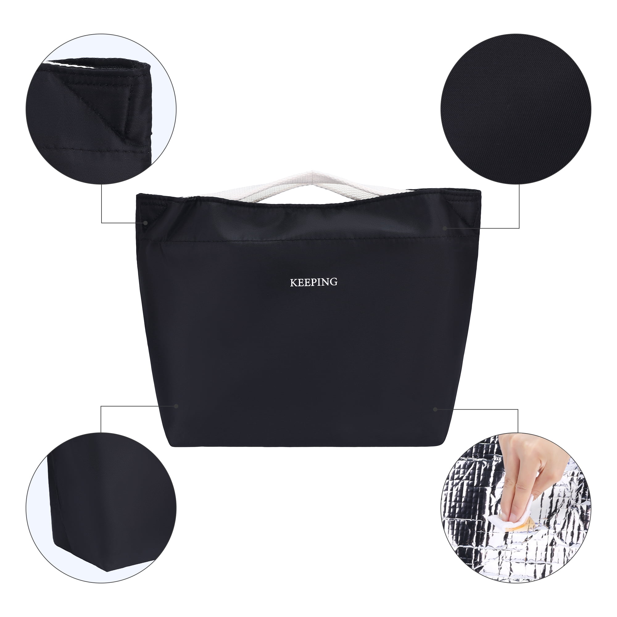 Unique Bargains Insulated Lunch Bag for Work, Travel Black