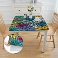 thumbnail image 2 of HAOXIT Square Tablecloth Colorful Flower Floral Polyester Table Cloth Washable Wrinkle Resistant Fabric Table Cover for Kitchen Dining, Buffet, Party, Wedding, Outdoor 36*36, 2 of 8